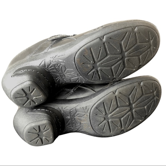 MERRELL Luxe Plunge Slip On Leather Clogs Black size 8.5 small heel - Picture 5 of 7